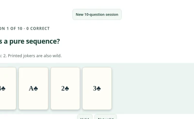 Pure Sequence Practice playing interface